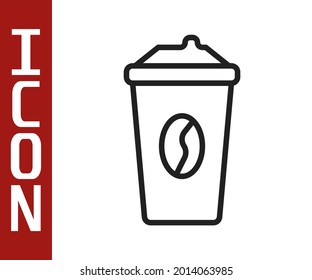Black line-Kaffeetasse zu gehen Symbol einzeln auf weißem Hintergrund.  Vektorgrafik
