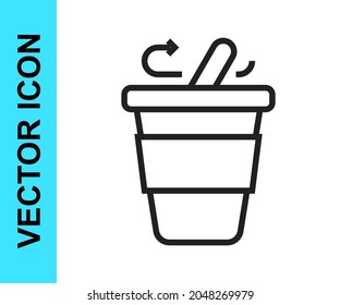 Black line Coffee cup to go icon isolated on white background.  Vector