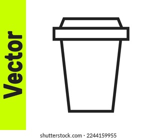 Black line Coffee cup to go icon isolated on white background.  Vector Illustration