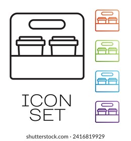 Black line Coffee cup to go icon isolated on white background. Set icons colorful. Vector