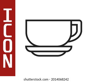 Black line Coffee cup icon isolated on white background. Tea cup. Hot drink coffee. Vector