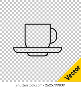Black line Coffee cup icon isolated on transparent background. Tea cup. Hot drink coffee.  Vector