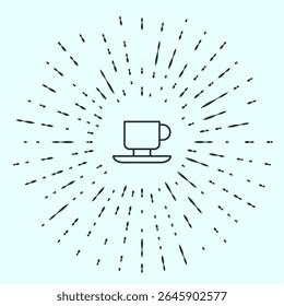 Black line Coffee cup icon isolated on grey background. Tea cup. Hot drink coffee. Abstract circle random dots. Vector