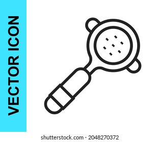 Black line Coffee filter holder icon isolated on white background.  Vector