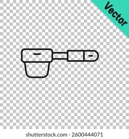 Black line Coffee filter holder icon isolated on transparent background.  Vector