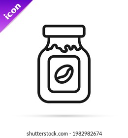 Black line Coffee jar bottle icon isolated on white background.  Vector