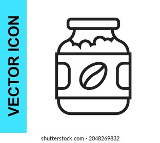 Black line Coffee jar bottle icon isolated on white background.  Vector