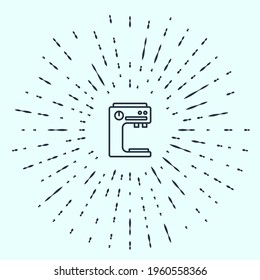 Black line Coffee machine icon isolated on grey background. Abstract circle random dots. Vector