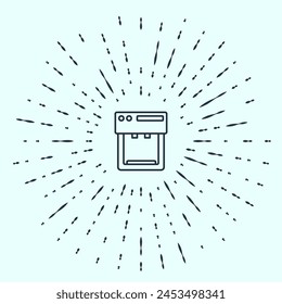 Black line Coffee machine icon isolated on grey background. Abstract circle random dots. Vector