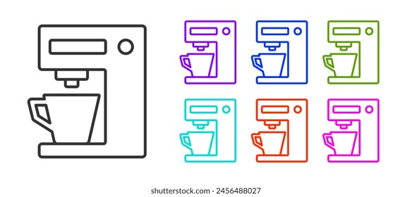 Black line Coffee machine icon isolated on white background. Set icons colorful. Vector Illustration
