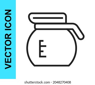 Black line Coffee pot icon isolated on white background.  Vector
