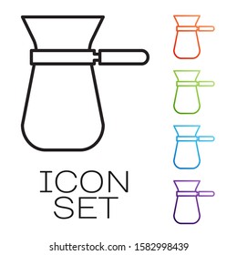 Black line Coffee turk icon isolated on white background. Set icons colorful. Vector Illustration