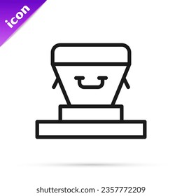 Black line Coffin icon isolated on white background. Funeral ceremony.  Vector