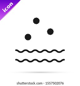 Black line Cold and waves icon isolated on white background.  Vector Illustration