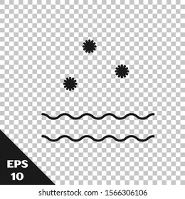 Black line Cold and waves icon isolated on transparent background.  Vector Illustration