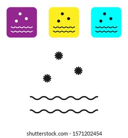Black line Cold and waves icon isolated on white background. Set icons colorful square buttons. Vector Illustration