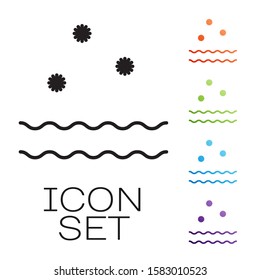 Black line Cold and waves icon isolated on white background. Set icons colorful. Vector Illustration