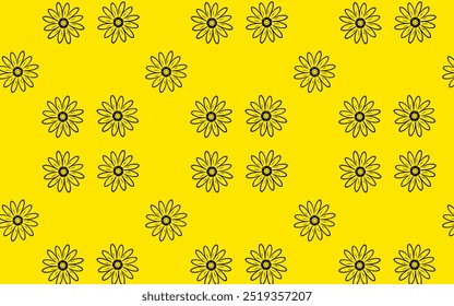 fundo de coleção de linha preta formando flores no fundo amarelo