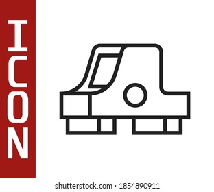 Icono de visión del colimador de línea negra aislado en fondo blanco. Cruces de alcance de francotirador.  Vector