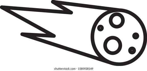 Black line Comet falling down fast icon isolated on white background.  Vector Illustration