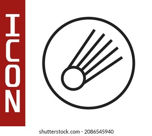 Línea negra Cometa cayendo por el icono rápido aislado en el fondo blanco.  Vector