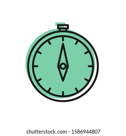 Black line Compass icon isolated on white background. Windrose navigation symbol. Wind rose sign.  Vector Illustration