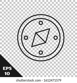 Black line Compass icon isolated on transparent background. Windrose navigation symbol. Wind rose sign.  Vector Illustration