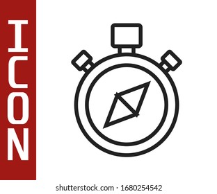 Black line Compass icon isolated on white background. Windrose navigation symbol. Wind rose sign.  Vector Illustration