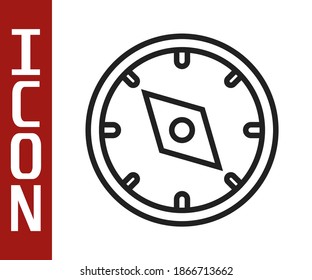Black line Compass icon isolated on white background. Windrose navigation symbol. Wind rose sign.  Vector
