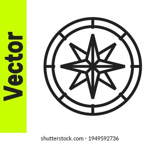Black line Compass icon isolated on white background. Windrose navigation symbol. Wind rose sign.  Vector