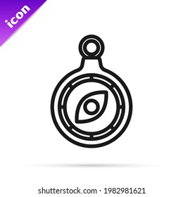 Icono de brújula de línea negra aislado en fondo blanco. Símbolo de navegación de Windrose. Signo de rosa eólica.  Vector