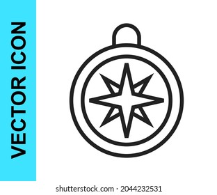 Black line Compass icon isolated on white background. Windrose navigation symbol. Wind rose sign.  Vector