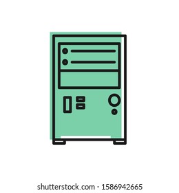Black line Computer icon isolated on white background. PC component sign.  Vector Illustration
