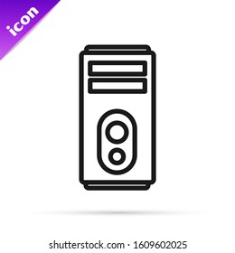 Black line Computer icon isolated on white background. PC component sign.  Vector Illustration