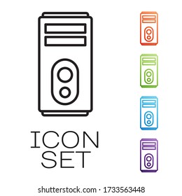 Black line Computer icon isolated on white background. PC component sign. Set icons colorful. Vector Illustration