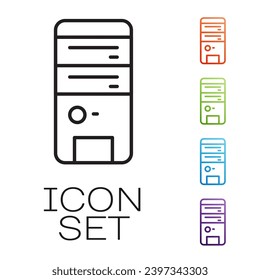 Black line Computer icon isolated on white background. PC component sign. Set icons colorful. Vector