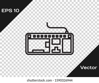 Black line Computer keyboard icon isolated on transparent background. PC component sign.  Vector Illustration