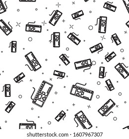 Black line Computer keyboard icon isolated seamless pattern on white background. PC component sign.  Vector Illustration
