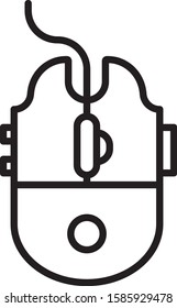 Black line Computer mouse gaming icon isolated on white background. Optical with wheel symbol.  Vector Illustration