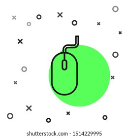 Black line Computer mouse icon isolated on white background. Optical with wheel symbol.  Vector Illustration