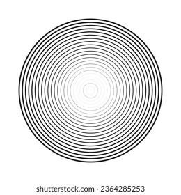 black line concentric ripple circles set. Sonar or sound wave rings collection. Epicentre, target, radar icon concept. Radial signal or vibration elements. Vector 10 eps.