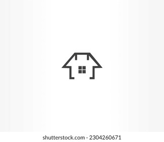 El concepto de línea y negro. Vector de diseño de iconos de logotipos de construcción