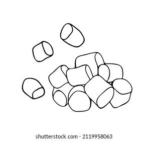 The black line of the confectionery. Hand-drawn marshmallow. Vector isolated black line logo.