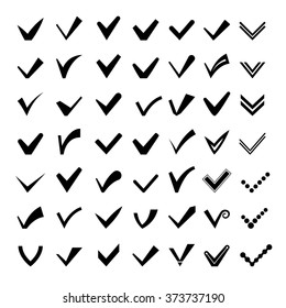 Black line confirm iconson white background. Vector ticks or check marks images