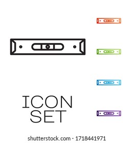Black line Construction bubble level icon isolated on white background. Waterpas, measuring instrument, measuring equipment. Set icons colorful. Vector Illustration