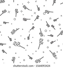 Black line Construction jackhammer icon isolated seamless pattern on white background.  Vector Illustration
