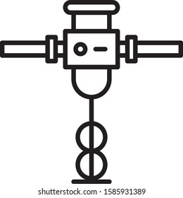 Black line Construction jackhammer icon isolated on white background.  Vector Illustration