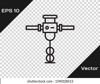 Black line Construction jackhammer icon isolated on transparent background.  Vector Illustration