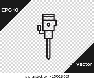 Black line Construction jackhammer icon isolated on transparent background.  Vector Illustration
