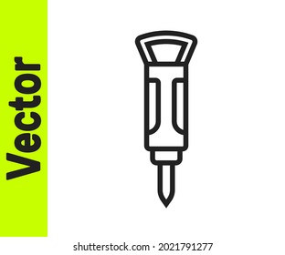 Black line Construction jackhammer icon isolated on white background.  Vector